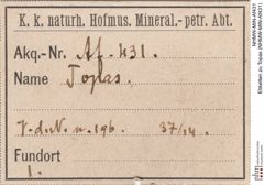 Etiketten zu Topas (NHMW-MIN-Af431)